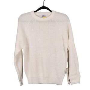 VTG Skiva Crewneck Sweater M Off White Cream 90s Knit Acrylic Raglan Preppy Cozy